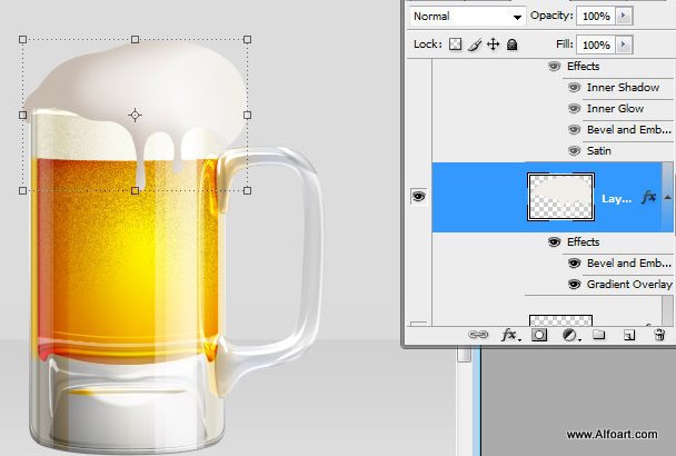 Shiny Cold Beer Glass Illustration with colorfull liquid inside and splashing effect.Create realistic glossy glass with liquid in them, make reflections and shadows